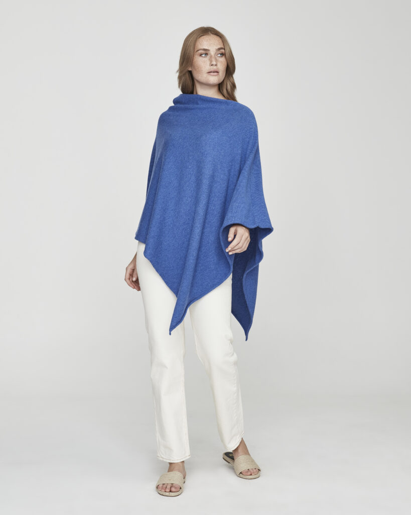 Sofie‑poncho - Mid Blue, Yksi koko