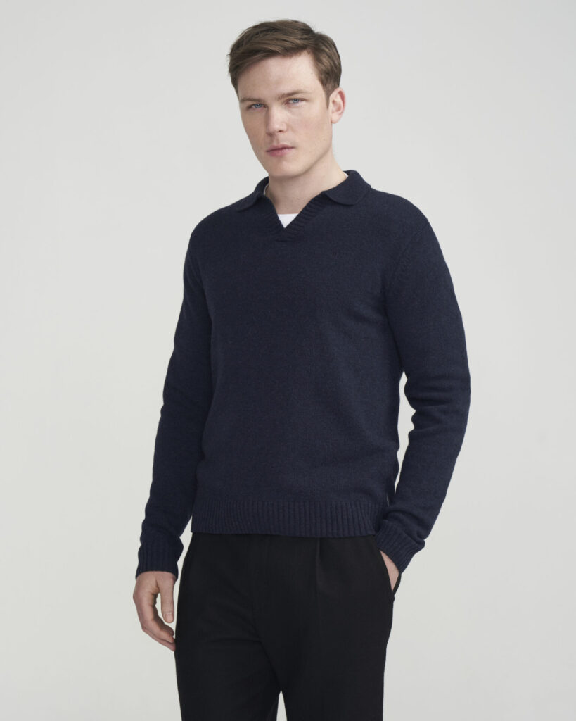 Stig poolokauluksinen neule - navy mel, L