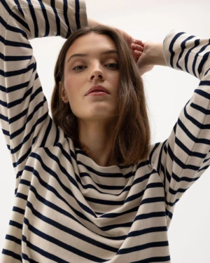 Engla Boatneck - Ecru/Navy, XXL