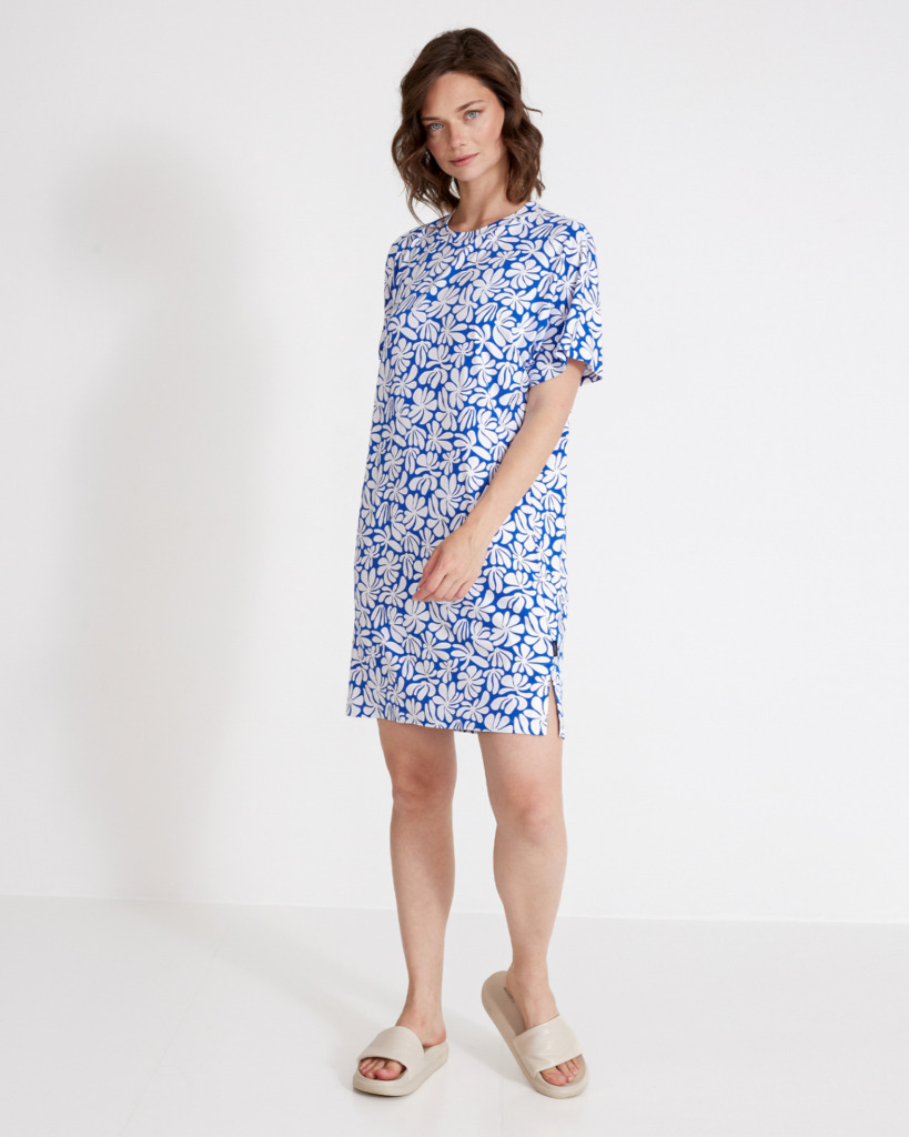 Asta Tee Kleit - Surf Blue/White, L