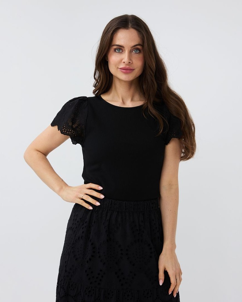 Top Rib Broderii - Black, XS