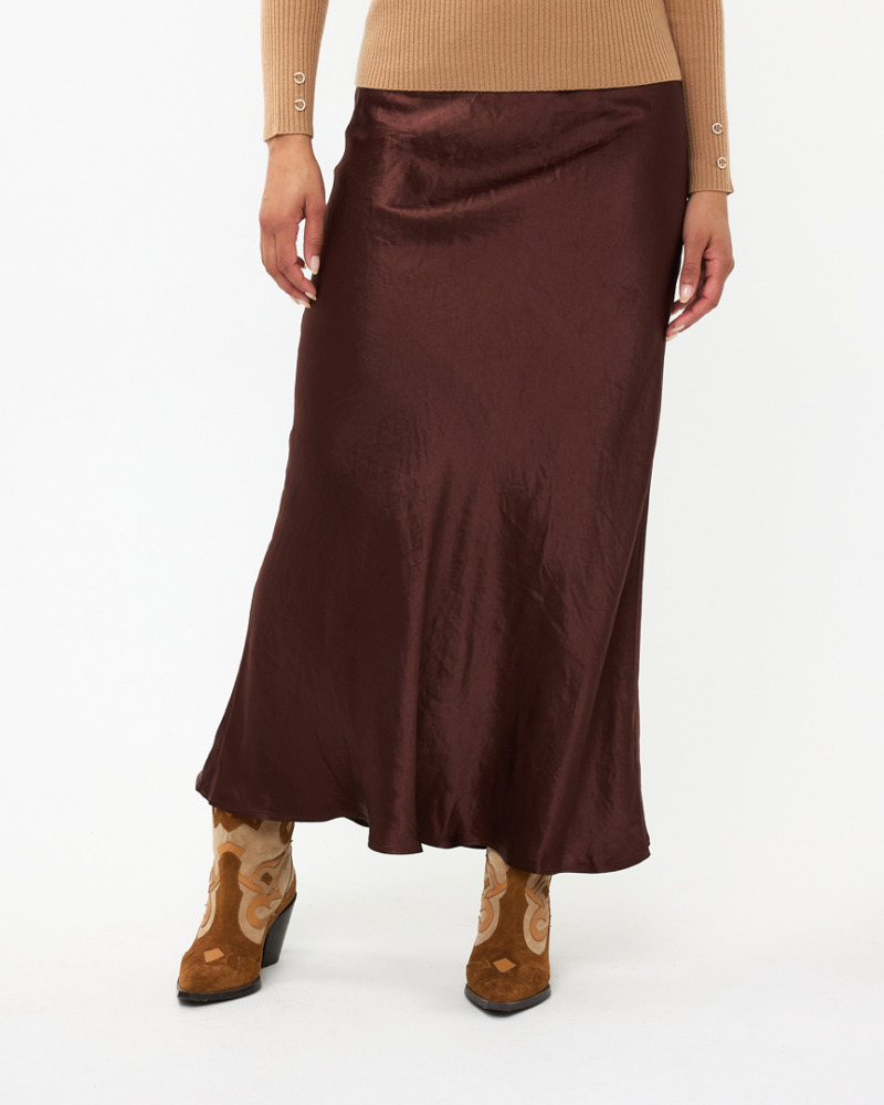 Crushed Satin Hame - Chocolate, 36