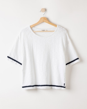 Juni T-Paita - White/navy, XL