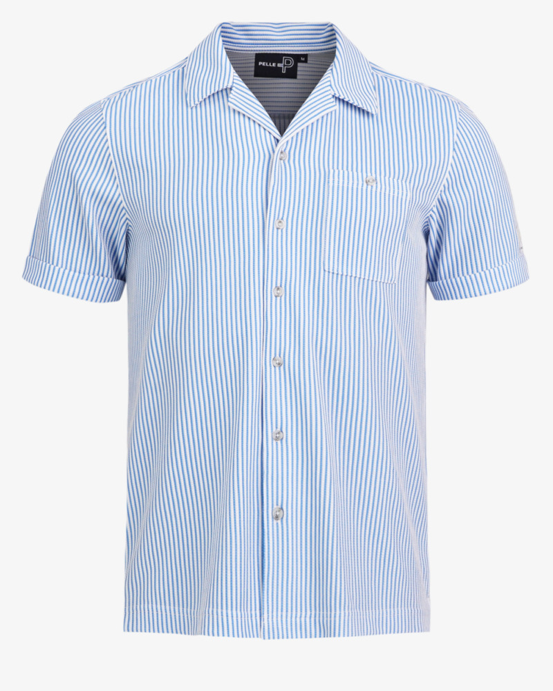 PelleP Brassie Camp Collar Särk - Blue Poppy Stripe, S