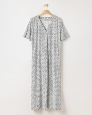 Esther V-Kaelusega Kleit - off white/navy, XL