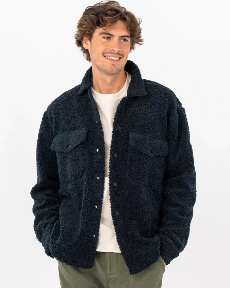 PelleP Alpage – miesten oversize-fliisipaita - Laivastonsininen, XL