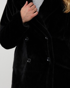 Esqualo Coat shawl collar fake fur - Black, 38