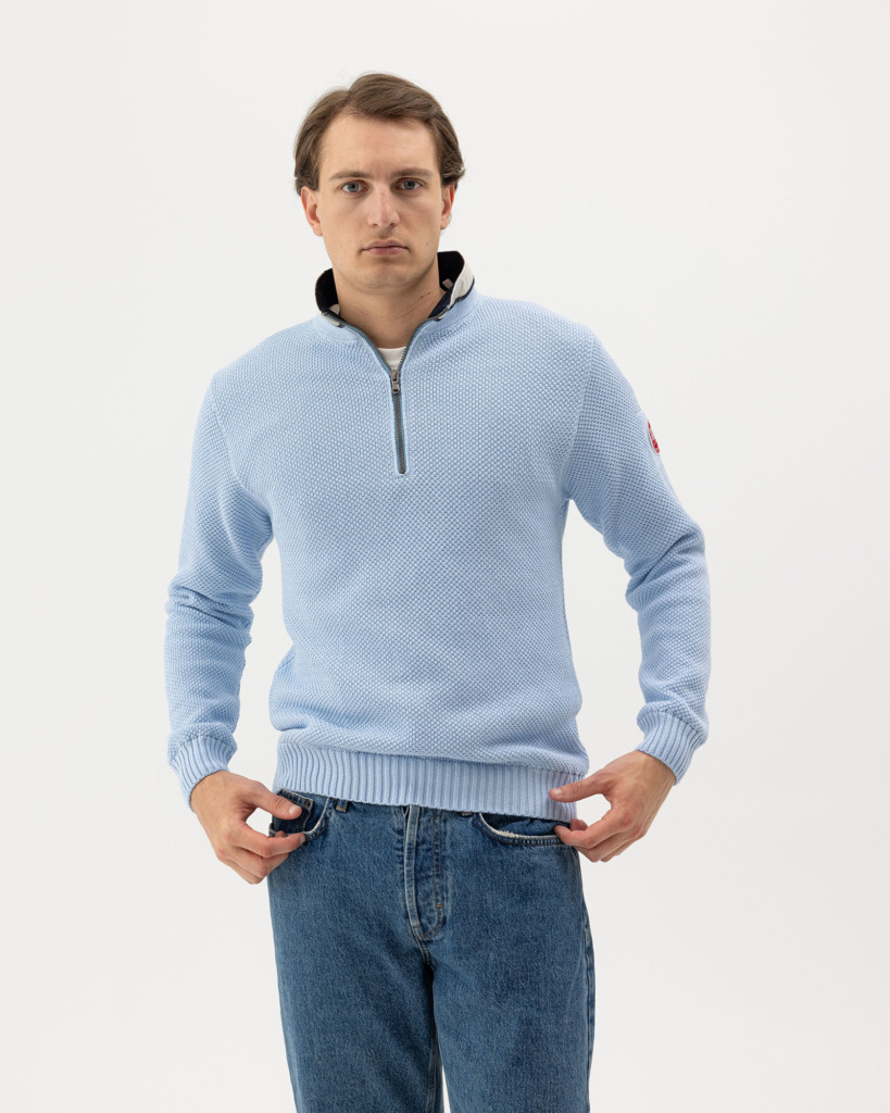 Miesten tuulepitävä puuvillaneule Classic - pale blue, XXL
