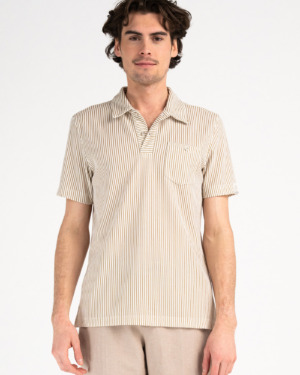 PelleP Brassie Polo - beige oak stripe, XXL
