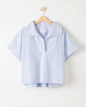 Marie Pop Over Topp - Valge/helesinine, XS